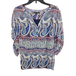 NWT Sara Michelle‎ blue Paisley V-Neck Casual Top 2fer Tank Top Women's SZ 2X